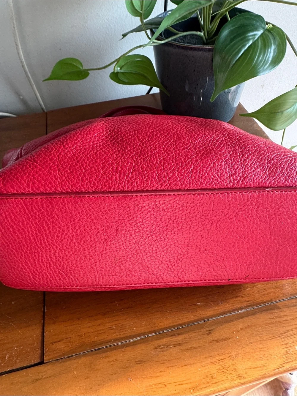 Coach Ellis Pink-Red Leather Satchel with Bow Scarf Accent